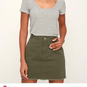 Just Black Army Green A Line Frayed Skirt 6/8 size
